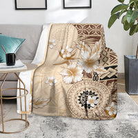 Samoa Siapo Pattern With Beige Hibiscus Blanket