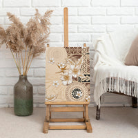 Samoa Siapo Pattern With Beige Hibiscus Canvas Wall Art LT05 - Polynesian Pride