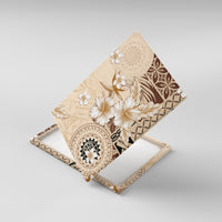 Samoa Siapo Pattern With Beige Hibiscus Canvas Wall Art LT05 With Frame Beige - Polynesian Pride