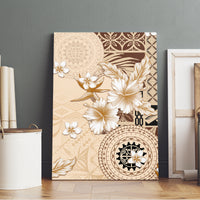Samoa Siapo Pattern With Beige Hibiscus Canvas Wall Art LT05 - Polynesian Pride
