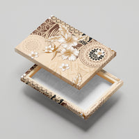 Samoa Siapo Pattern With Beige Hibiscus Canvas Wall Art LT05 - Polynesian Pride