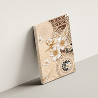 Samoa Siapo Pattern With Beige Hibiscus Canvas Wall Art LT05 - Polynesian Pride