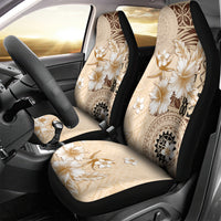Samoa Siapo Pattern With Beige Hibiscus Car Seat Cover LT05 - Polynesian Pride