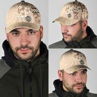 Samoa Siapo Pattern With Beige Hibiscus Classic Cap LT05 - Polynesian Pride