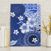 Samoa Siapo Pattern With Navy Hibiscus Canvas Wall Art LT05 Without Frame Navy - Polynesian Pride