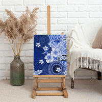 Samoa Siapo Pattern With Navy Hibiscus Canvas Wall Art LT05 - Polynesian Pride