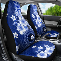 Samoa Siapo Pattern With Navy Hibiscus Car Seat Cover LT05 - Polynesian Pride