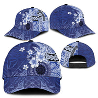 Samoa Siapo Pattern With Navy Hibiscus Classic Cap LT05 - Polynesian Pride