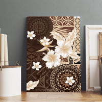 Samoa Siapo Pattern With Brown Hibiscus Canvas Wall Art LT05 - Polynesian Pride