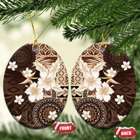 Samoa Siapo Pattern With Brown Hibiscus Ceramic Ornament