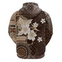 Samoa Siapo Pattern With Brown Hibiscus Hoodie LT05 - Polynesian Pride