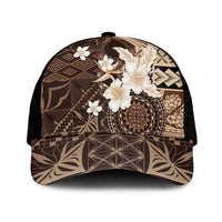 Samoa Siapo Pattern With Brown Hibiscus Mesh Trucker Cap - Polynesian Pride