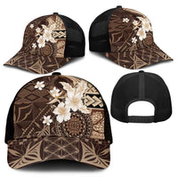 Samoa Siapo Pattern With Brown Hibiscus Mesh Trucker Cap - Polynesian Pride
