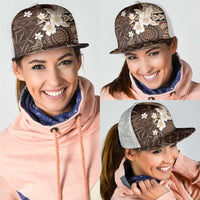 Samoa Siapo Pattern With Brown Hibiscus Mesh Trucker Cap LT05 - Polynesian Pride
