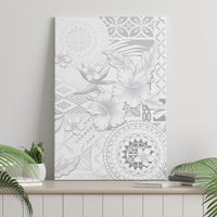Samoa Siapo Pattern With White Hibiscus Canvas Wall Art LT05 - Polynesian Pride