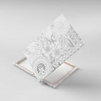 Samoa Siapo Pattern With White Hibiscus Canvas Wall Art LT05 With Frame White - Polynesian Pride