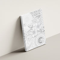 Samoa Siapo Pattern With White Hibiscus Canvas Wall Art LT05 - Polynesian Pride