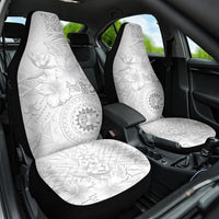 Samoa Siapo Pattern With White Hibiscus Car Seat Cover LT05 One Size White - Polynesian Pride