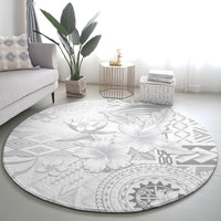 Samoa Siapo Pattern With White Hibiscus Round Carpet