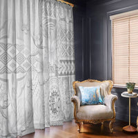 Samoa Siapo Pattern With White Hibiscus Window Curtain LT05 - Polynesian Pride
