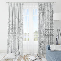 Samoa Siapo Pattern With White Hibiscus Window Curtain LT05 - Polynesian Pride