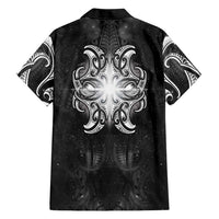 New Zealand Matariki Family Matching Short Sleeve Bodycon Dress and Hawaiian Shirt Maori Moko Black Galaxy LT05 - Polynesian Pride
