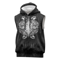New Zealand Matariki Sleeveless Hoodie Maori Moko Black Galaxy LT05 Black - Polynesian Pride