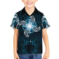 New Zealand Matariki Waita Family Matching Puletasi and Hawaiian Shirt Maori Moko Dark Blue Galaxy