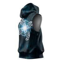 New Zealand Matariki Waita Sleeveless Hoodie Maori Moko Dark Blue Galaxy LT05 - Polynesian Pride