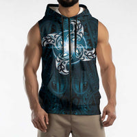 New Zealand Matariki Waita Sleeveless Zip Hoodie Maori Moko Dark Blue Galaxy LT05 - Polynesian Pride