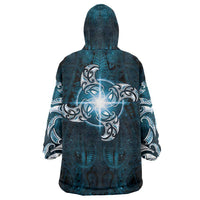 New Zealand Matariki Waita Wearable Blanket Hoodie Maori Moko Dark Blue Galaxy LT05 - Polynesian Pride
