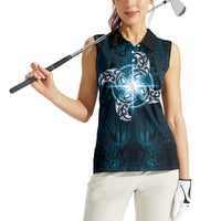 New Zealand Matariki Waita Women Sleeveless Polo Shirt Maori Moko Dark Blue Galaxy LT05 - Polynesian Pride