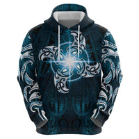 New Zealand Matariki Waita Zip Hoodie Maori Moko Dark Blue Galaxy