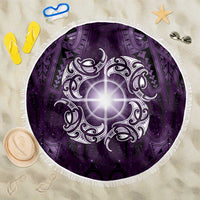 New Zealand Matariki Waipunarangi Beach Blanket Maori Moko Purple Galaxy LT05 One Size 150cm Purple - Polynesian Pride