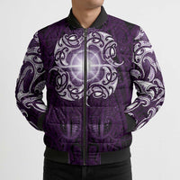 New Zealand Matariki Waipunarangi Bomber Puffer Jacket Maori Moko Purple Galaxy LT05 - Polynesian Pride