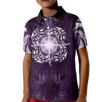 New Zealand Matariki Waipunarangi Kid Polo Shirt Maori Moko Purple Galaxy