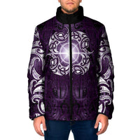 New Zealand Matariki Waipunarangi Padded Jacket Maori Moko Purple Galaxy LT05 Men Purple - Polynesian Pride