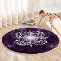 New Zealand Matariki Waipunarangi Round Carpet Maori Moko Purple Galaxy LT05 - Polynesian Pride