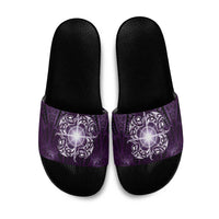New Zealand Matariki Waipunarangi Slide Sandals Maori Moko Purple Galaxy LT05 Purple - Polynesian Pride
