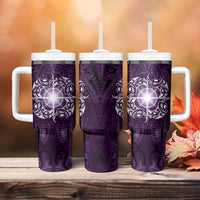 New Zealand Matariki Waipunarangi Tumbler With Handle Maori Moko Purple Galaxy LT05 - Polynesian Pride
