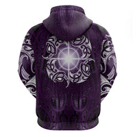 New Zealand Matariki Waipunarangi Zip Hoodie Maori Moko Purple Galaxy