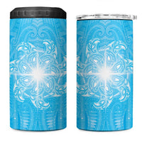 New Zealand Matariki Waiti 4 in 1 Can Cooler Tumbler Maori Moko Cyan Galaxy LT05 One Size: 16 oz Cyan - Polynesian Pride