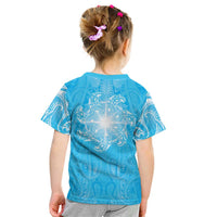 New Zealand Matariki Waiti Kid T Shirt Maori Moko Cyan Galaxy LT05 - Polynesian Pride