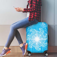New Zealand Matariki Waiti Luggage Cover Maori Moko Cyan Galaxy LT05 - Polynesian Pride