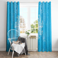 New Zealand Matariki Waiti Window Curtain Maori Moko Cyan Galaxy