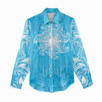 New Zealand Matariki Waiti Women Casual Shirt Maori Moko Cyan Galaxy LT05 - Polynesian Pride