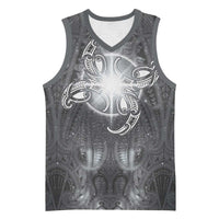 New Zealand Matariki Ururangi Basketball Jersey Maori Moko Grey Galaxy LT05 Unisex Grey - Polynesian Pride