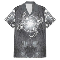 New Zealand Matariki Ururangi Family Matching Puletasi and Hawaiian Shirt Maori Moko Grey Galaxy LT05 Dad's Shirt - Short Sleeve Grey - Polynesian Pride