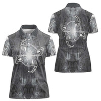 New Zealand Matariki Ururangi Women Polo Shirt Maori Moko Grey Galaxy LT05 - Polynesian Pride