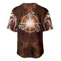 New Zealand Matariki Tupuanuku Baseball Jersey Maori Moko Brown Galaxy LT05 - Polynesian Pride